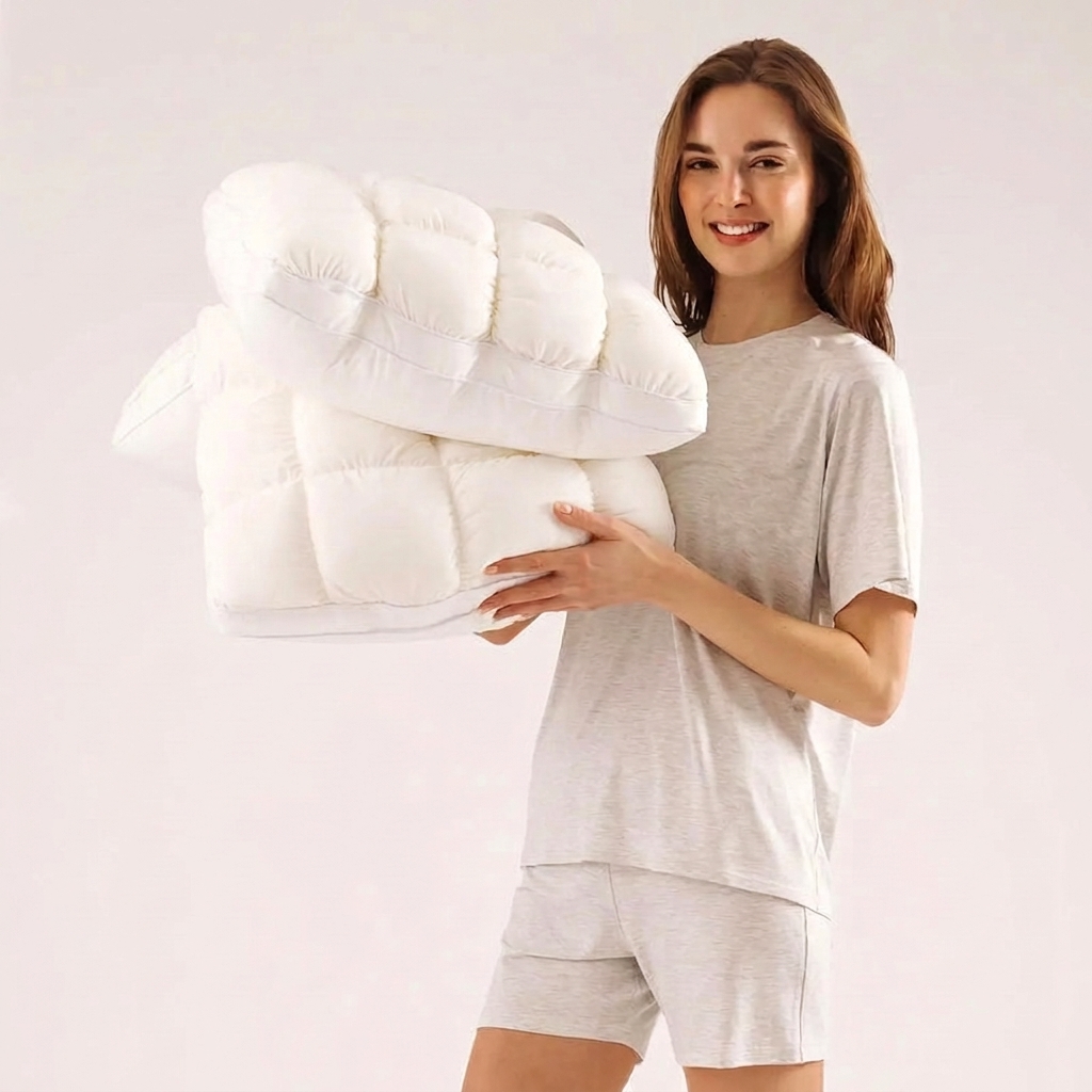 Holding the Nimbus Puff Pillow
